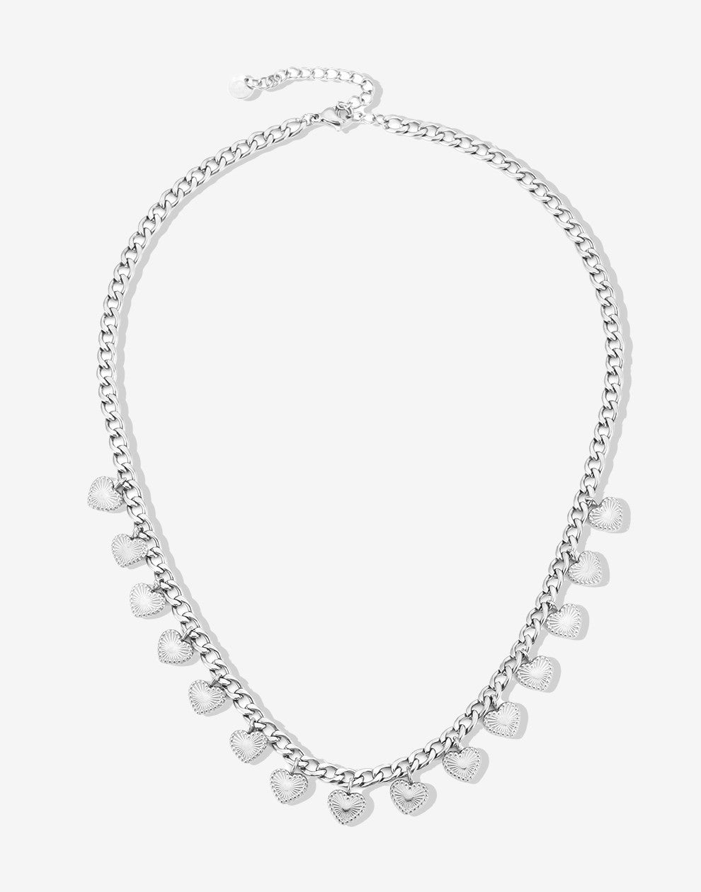 Schakelketting vintage hartjes zilverkleurig