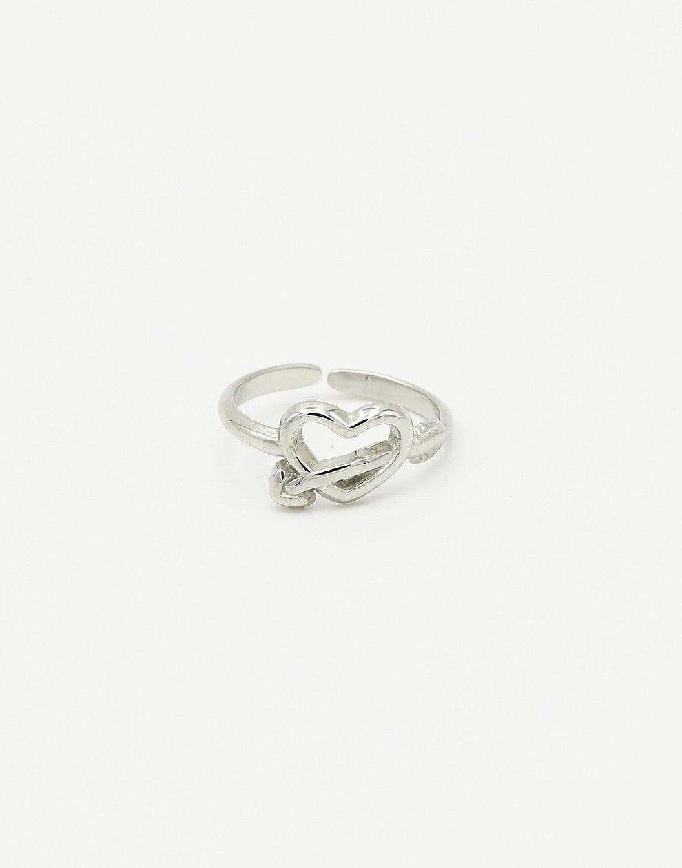 Ring hart pijl zilverkleurig