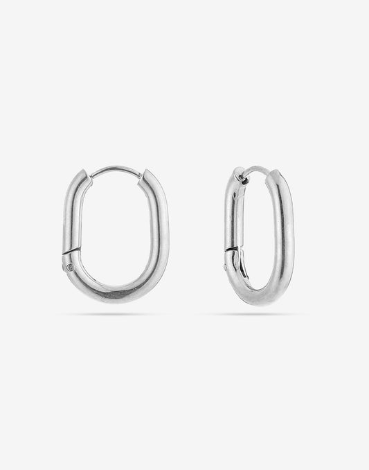 ovale oorbellen breed basic zilverkleurig