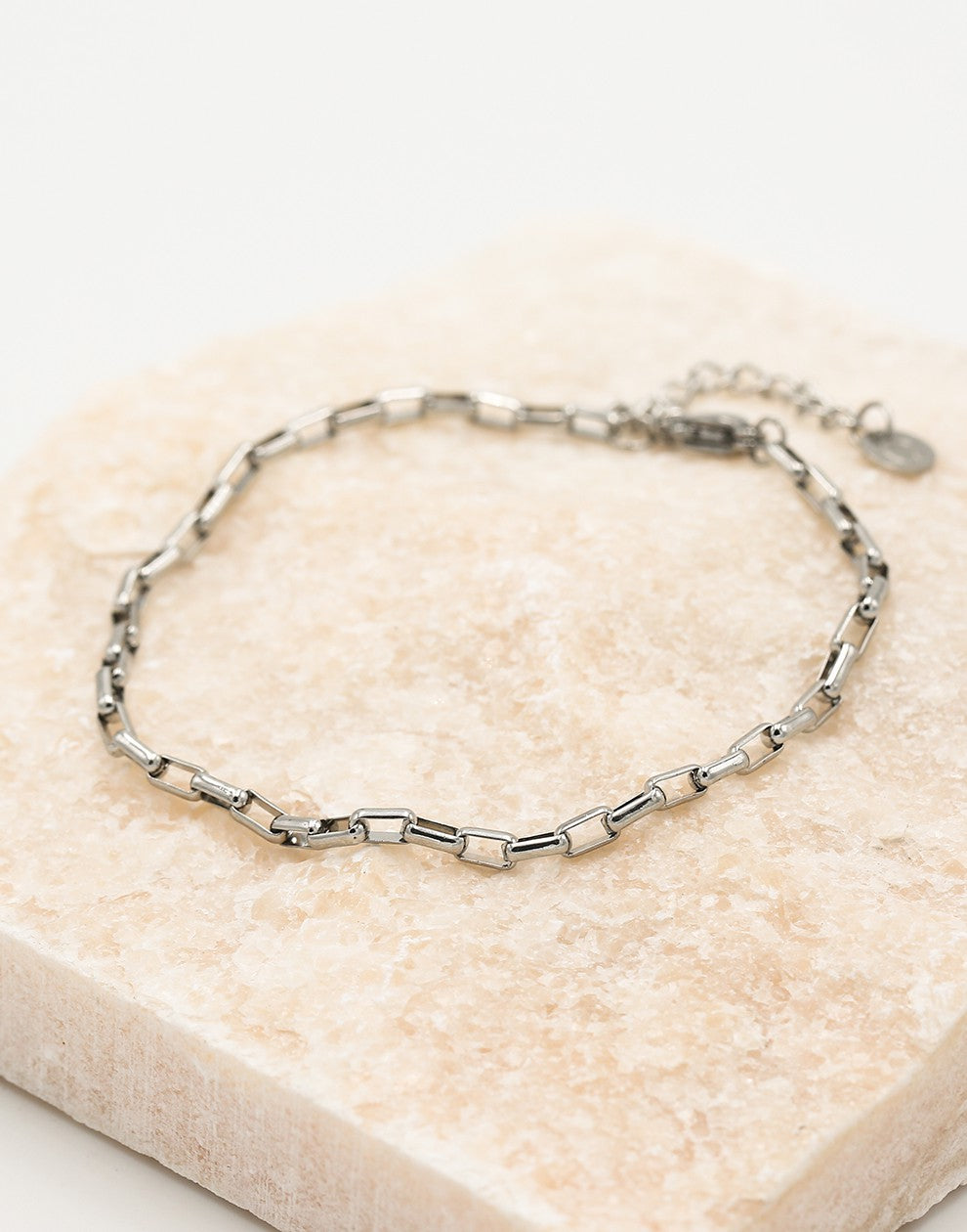 Schakelarmband klein ovaal zilverkleurig