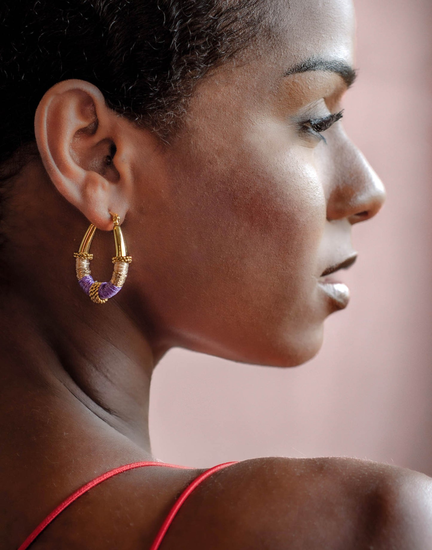 Boho earrings purple rope