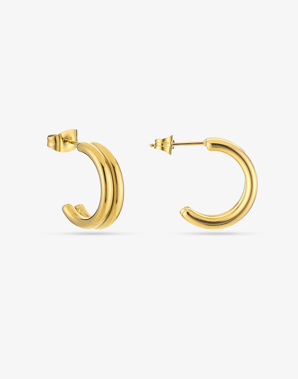 double earrings 12mm gold-colored