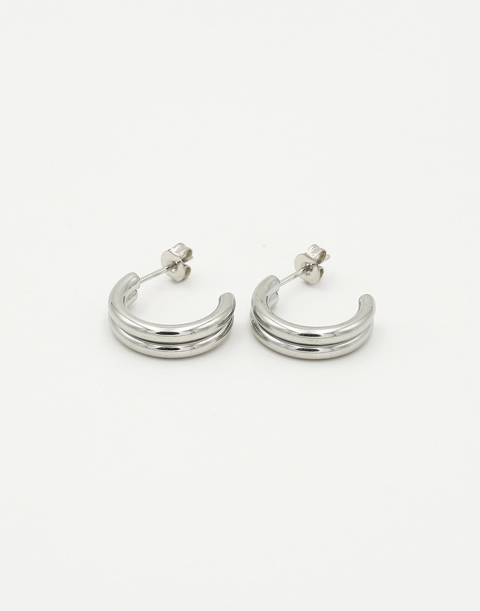 double earrings 12mm silver-colored
