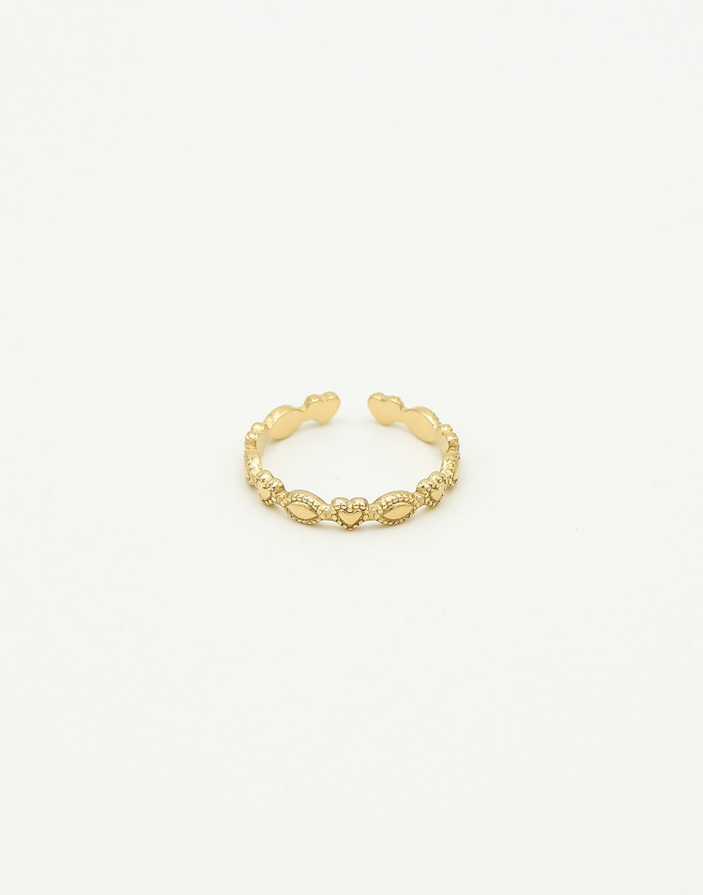 hartjes ring met patroon goudkleurig