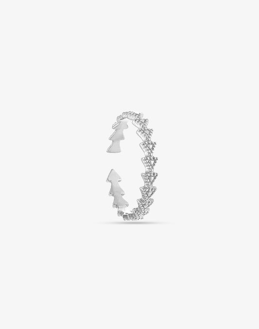 silver-colored triangle ring
