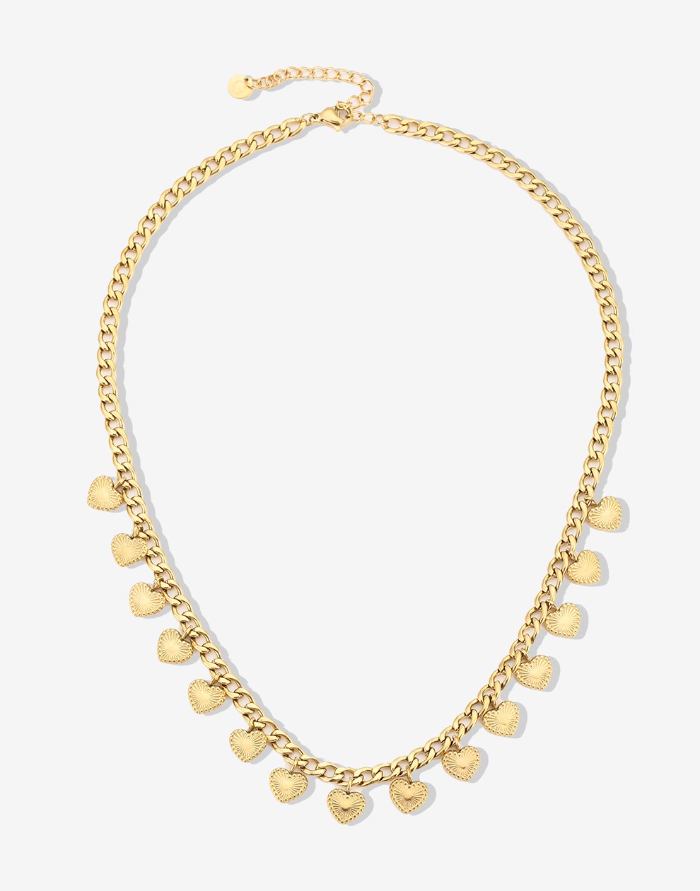 Schakelketting vintage hartjes goudkleurig