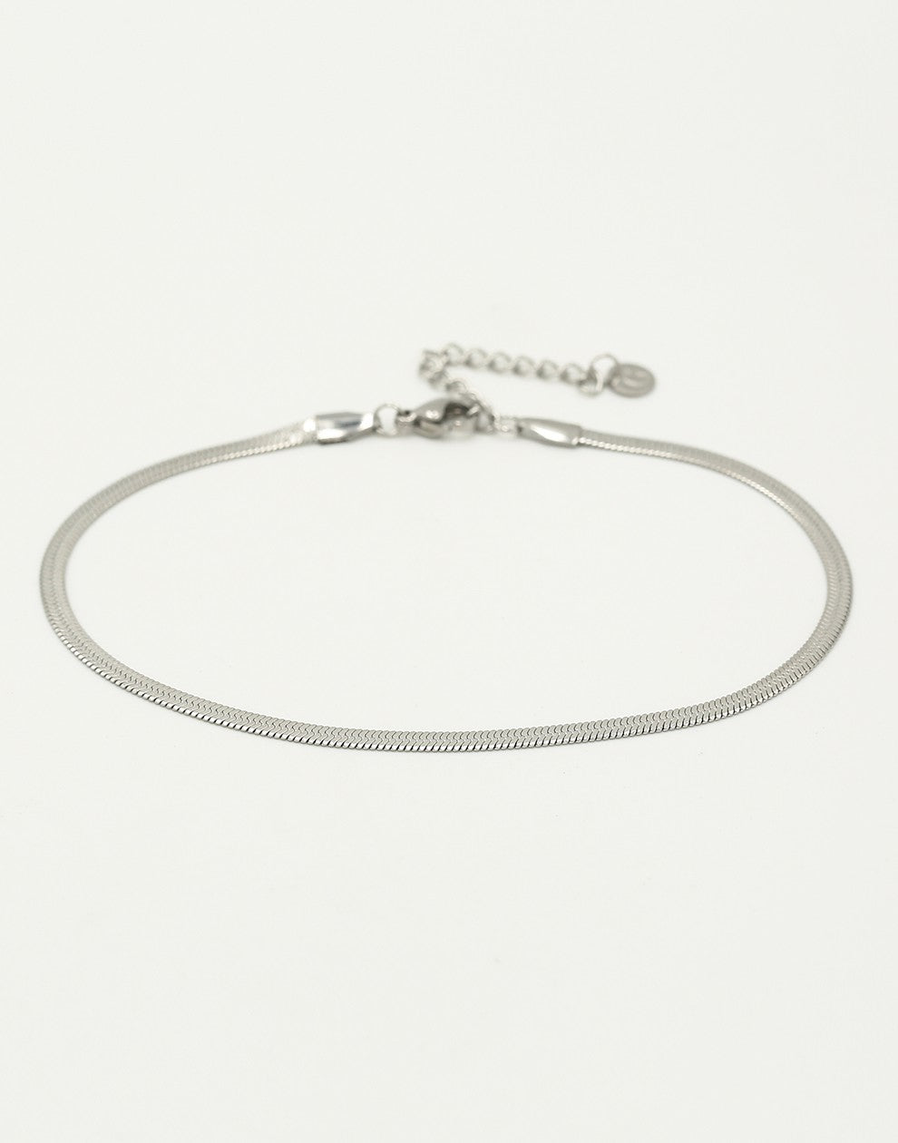 Enkelbandje flat snake chain zilverkleurig