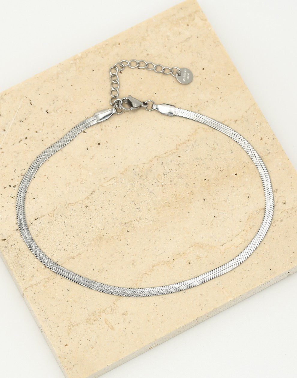 Enkelbandje flat snake chain zilverkleurig