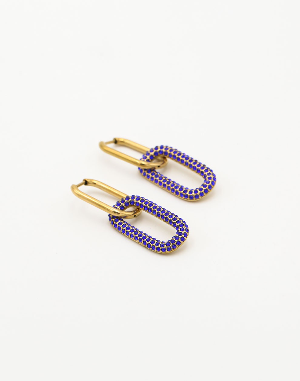 OORRINGEN OVALE HANGER ZIRKONIA blauw
