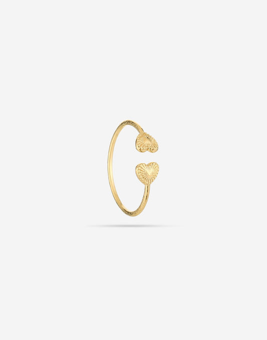 ring double vintage hearts gold-colored