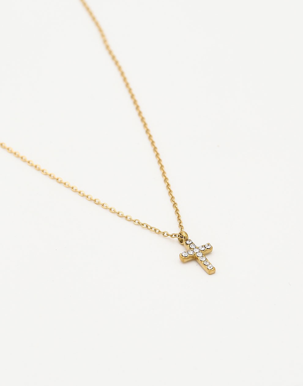 ketting kruisje steentjes goudkleurig