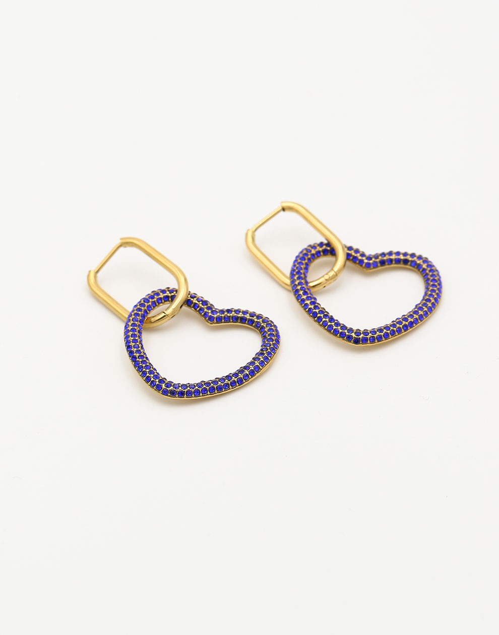Earrings zirconia heart blue