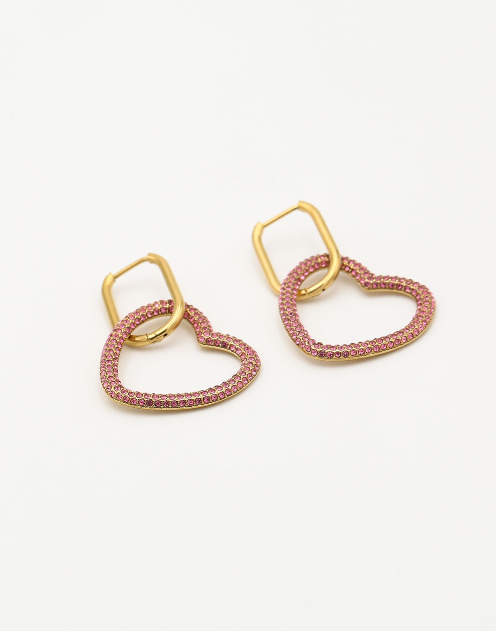 Earrings zirconia heart fuchsia