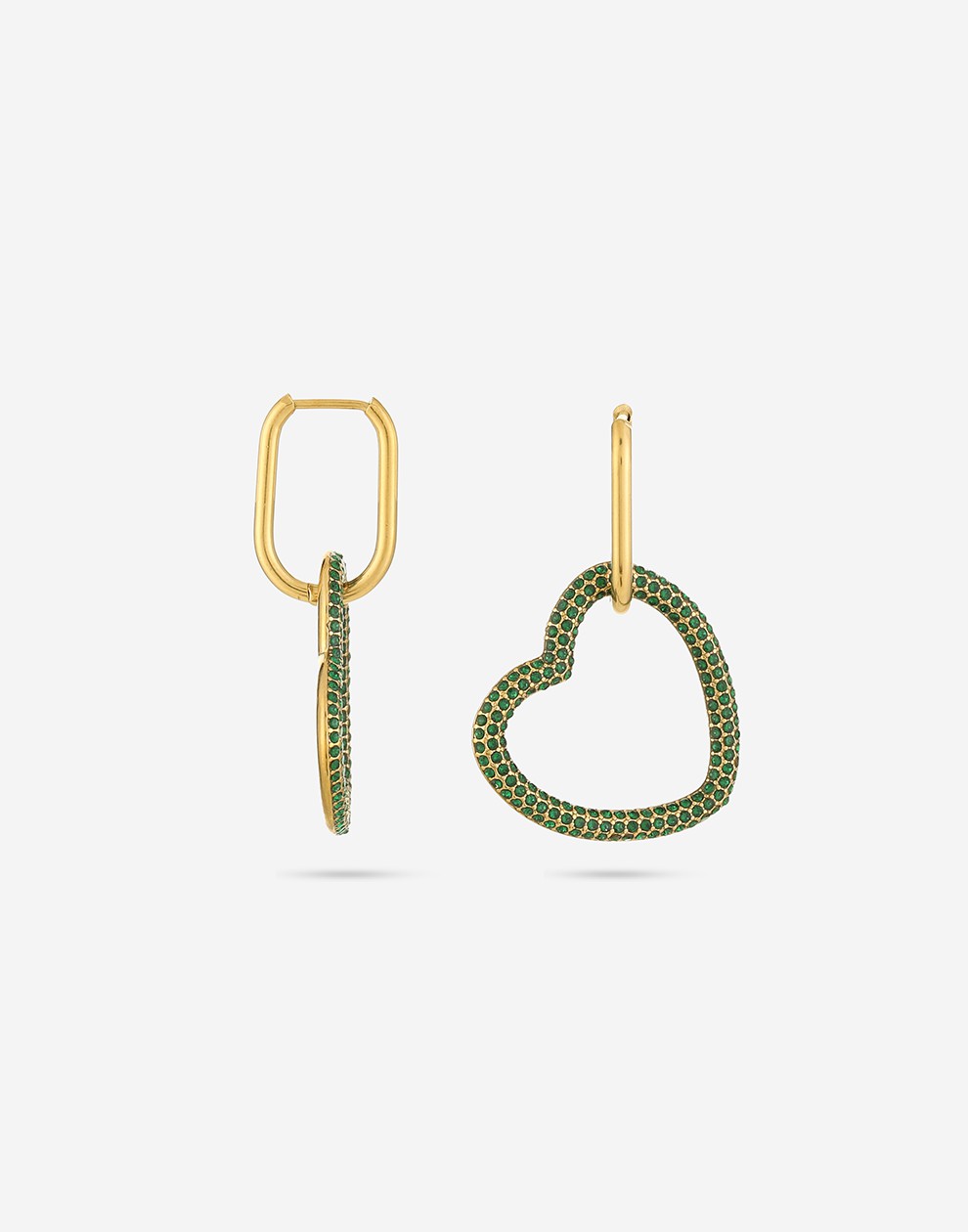 Earrings zirconia heart green
