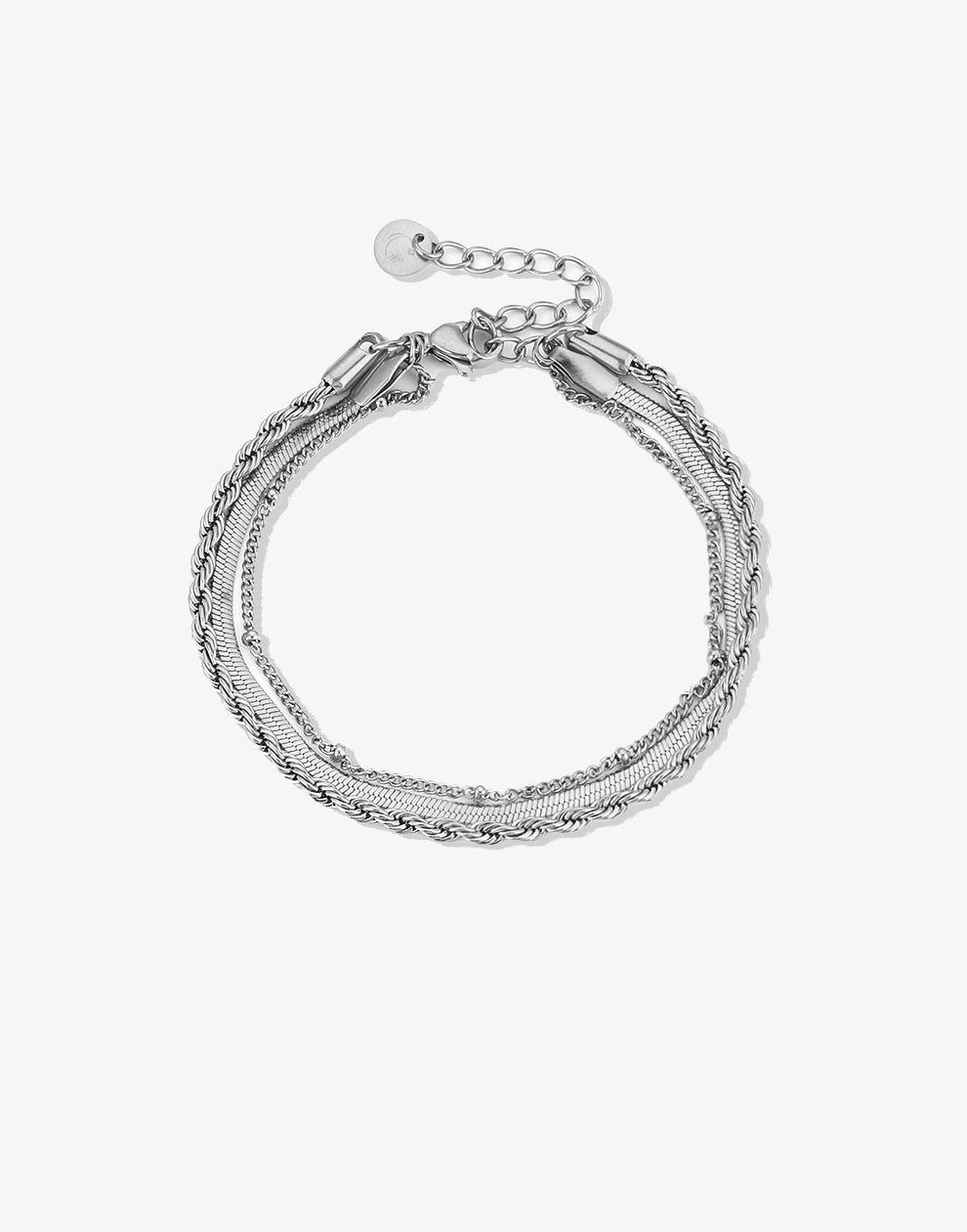 schakelarmband triple zilverkleurig