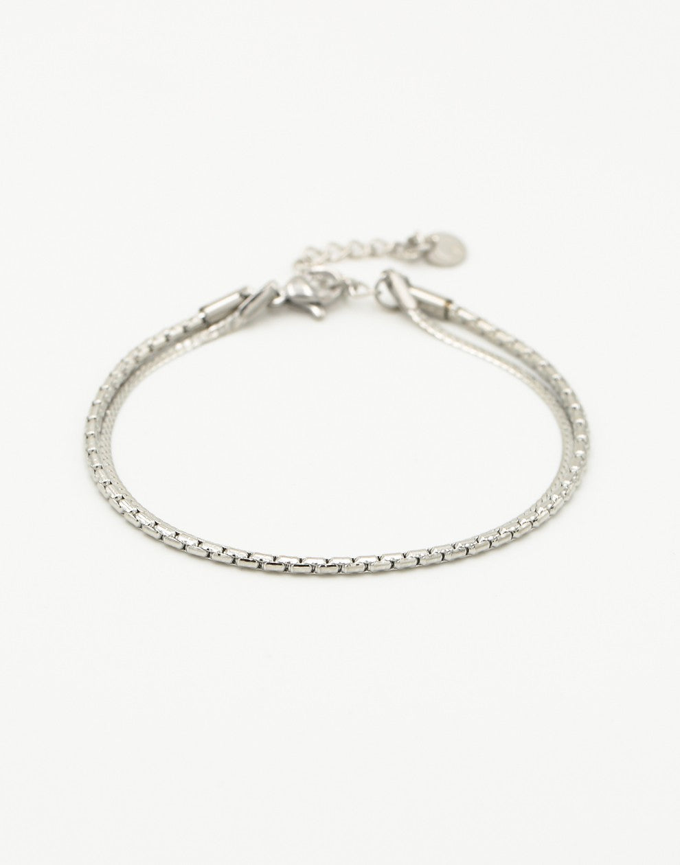 armband dubbel schakels zilverkleurig