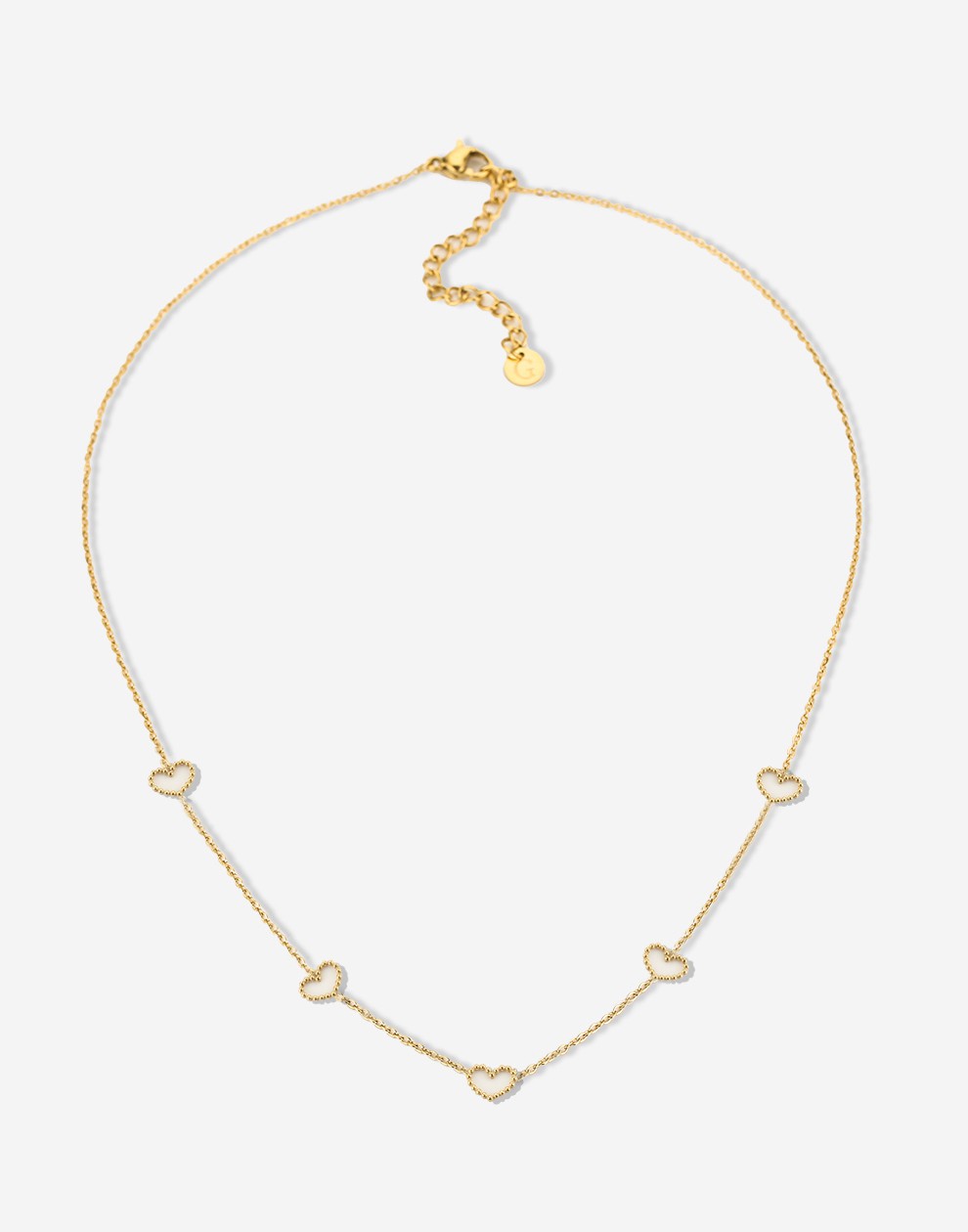 Ketting hartjes open goudkleurig