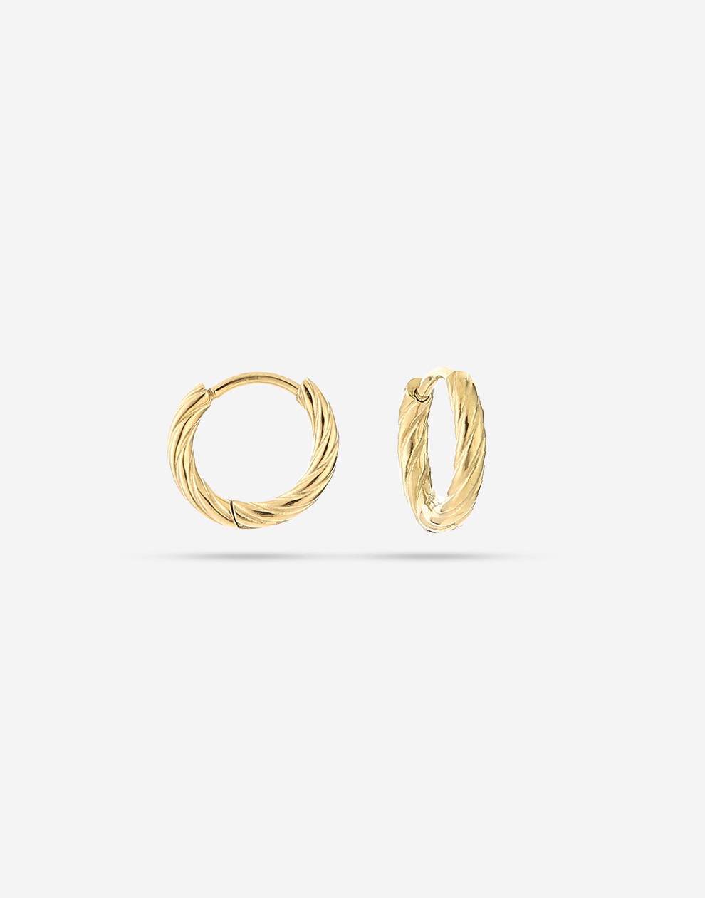 gold-colored twisted hoop earrings