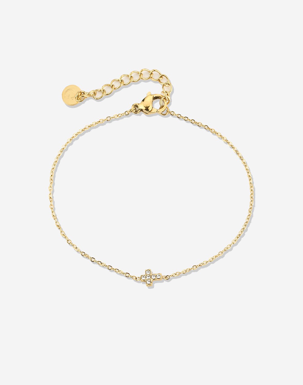 armband kruisje steentjes goudkleurig