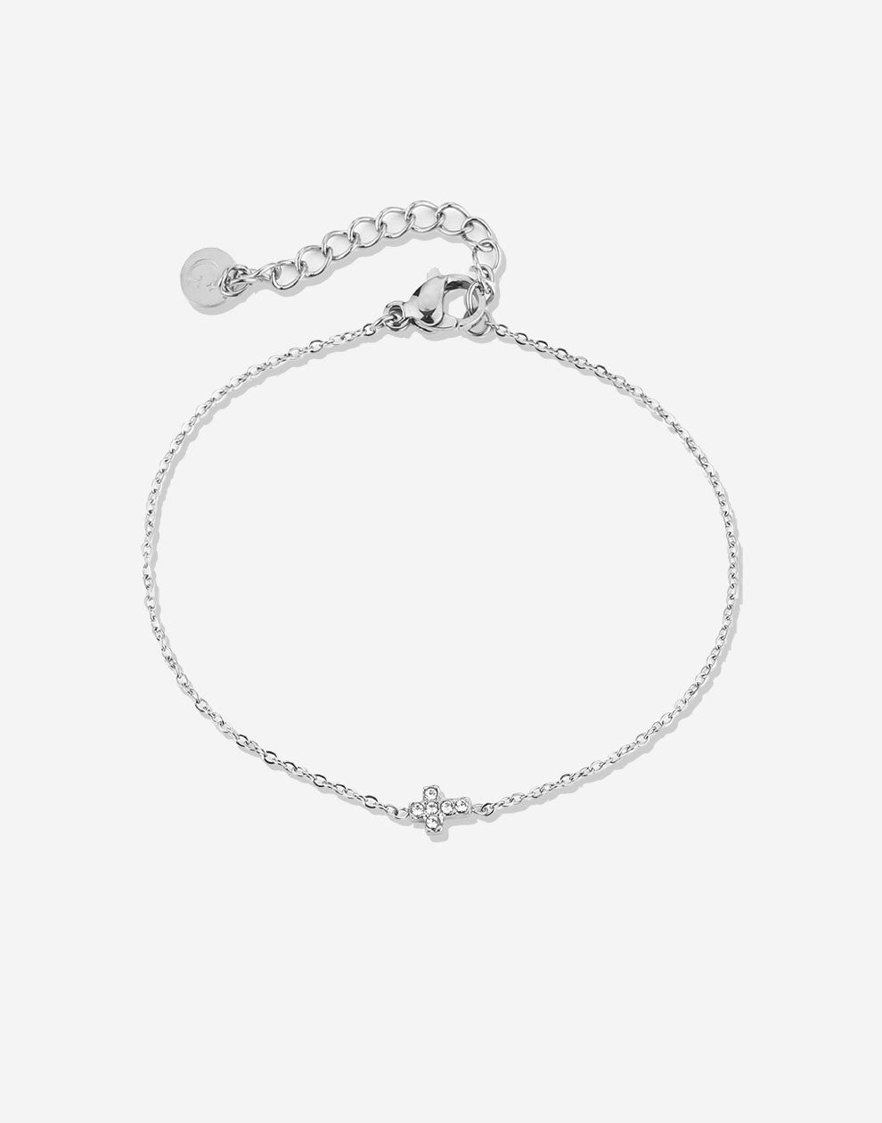 bracelet cross stones silver-colored