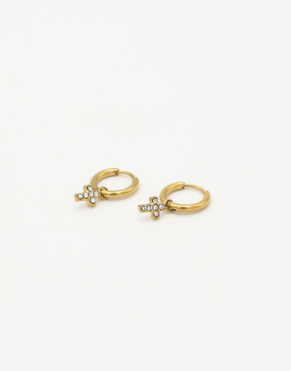 cross earrings with gold-colored stones