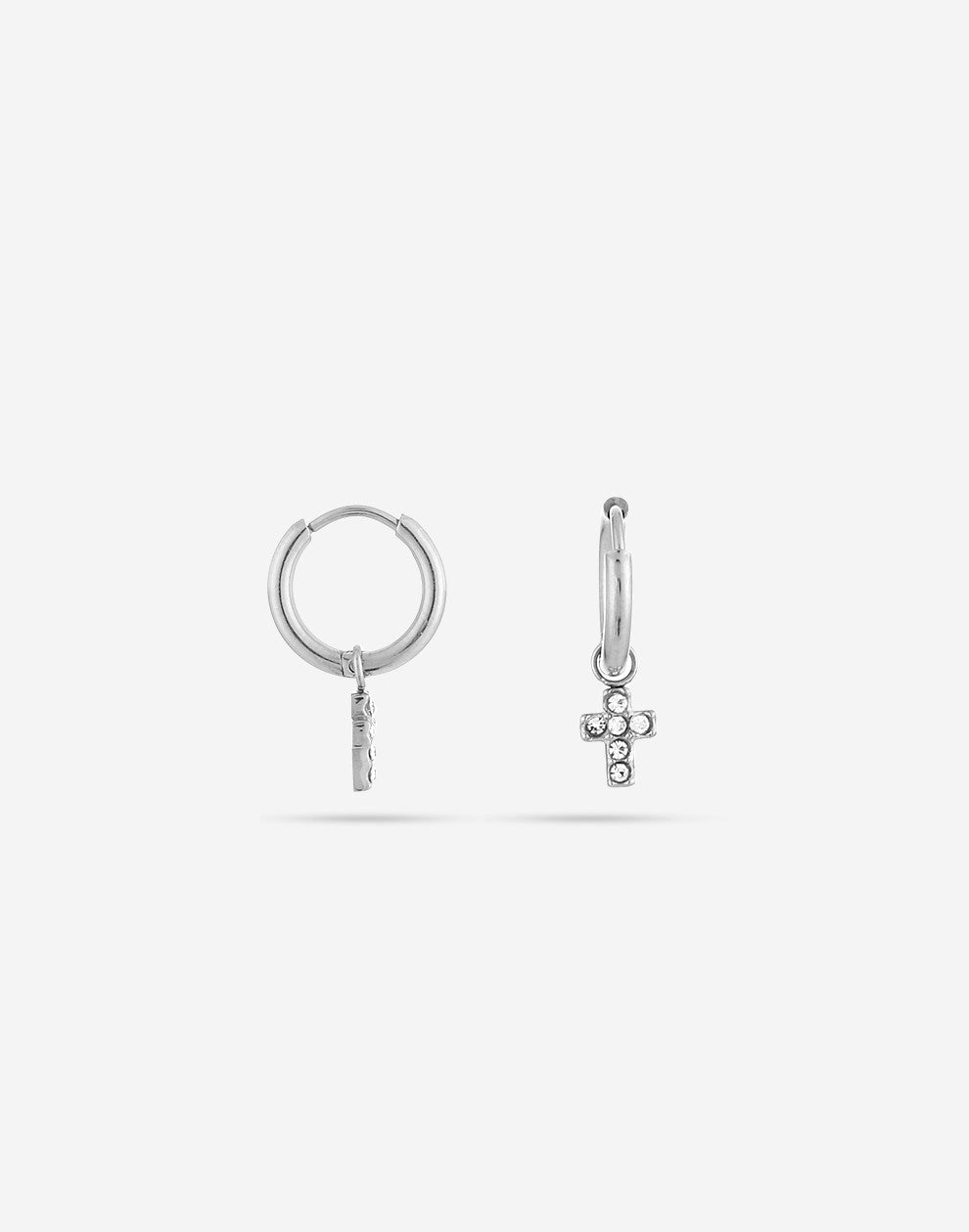 cross earrings with silver-colored stones