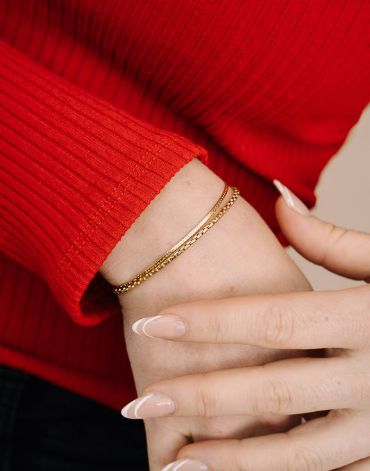 armband dubbel schakels goudkleurig