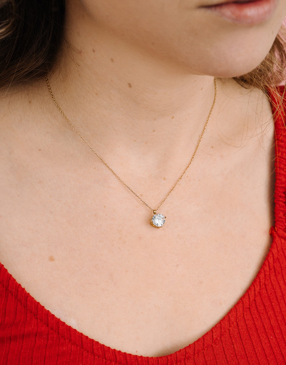 Ketting ronde steen goudkleurig