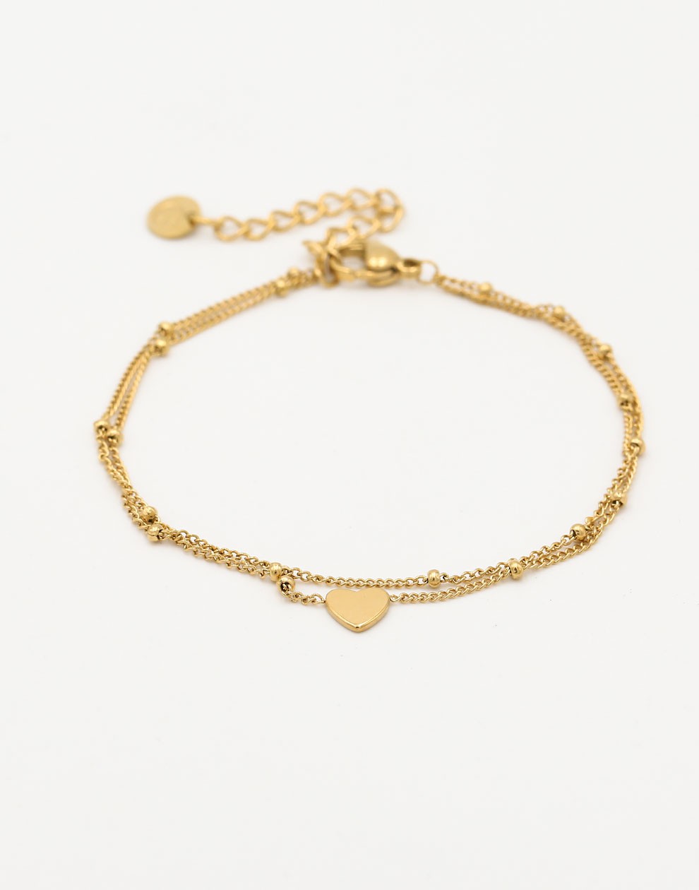 armband 2 laags met hartje goudkleurig