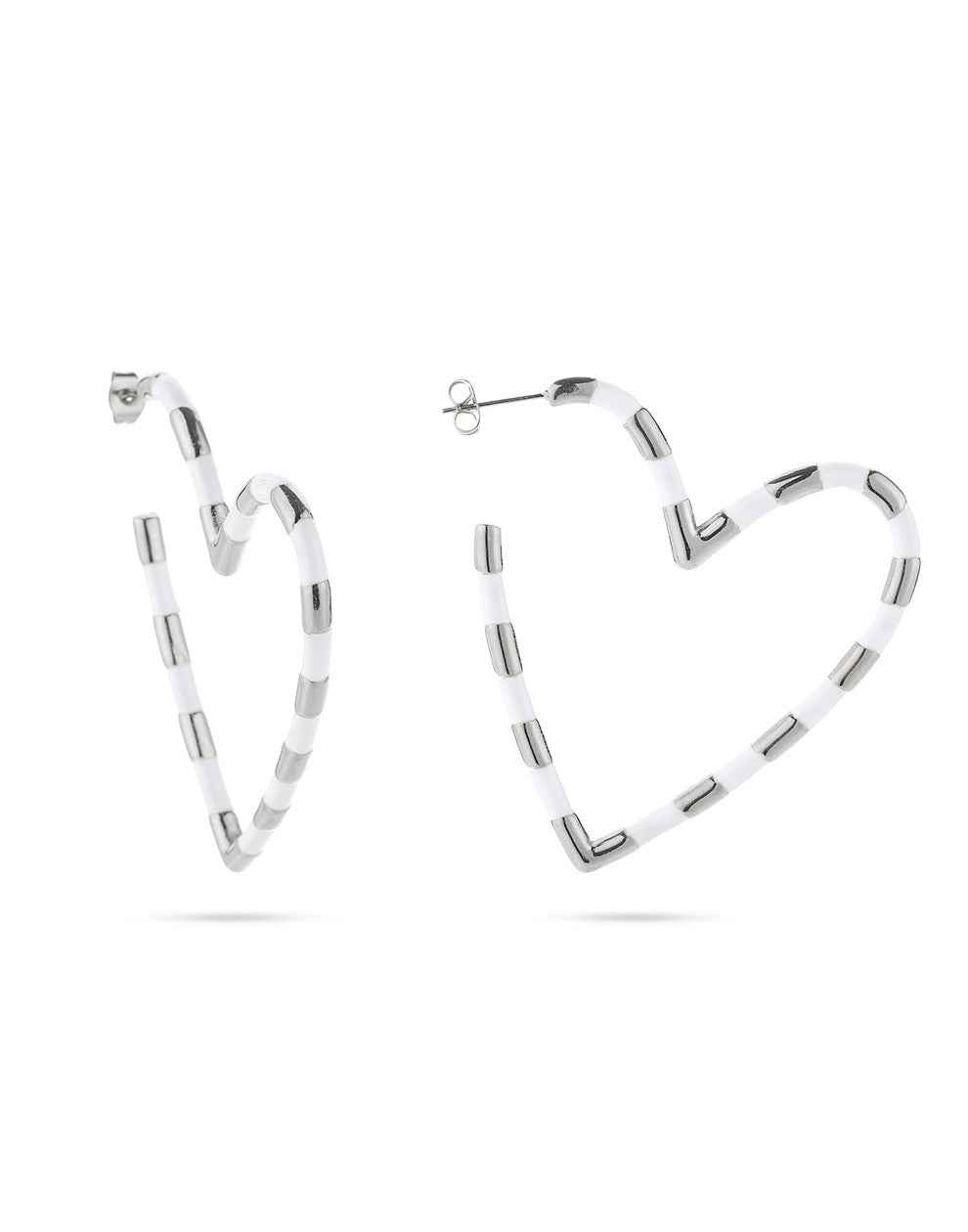 Earrings large heart white silver colored