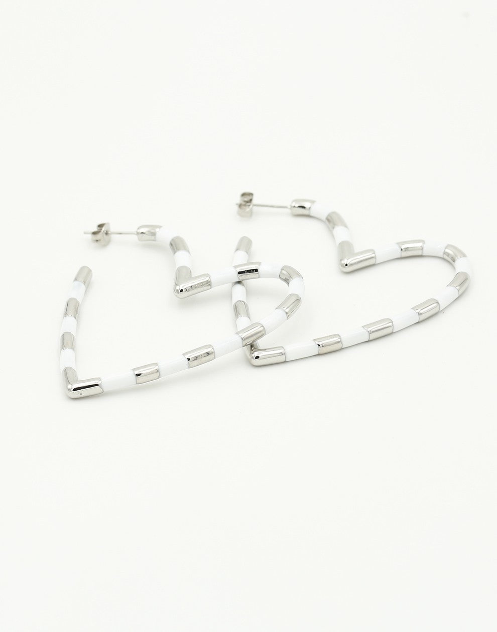 Earrings large heart white silver colored