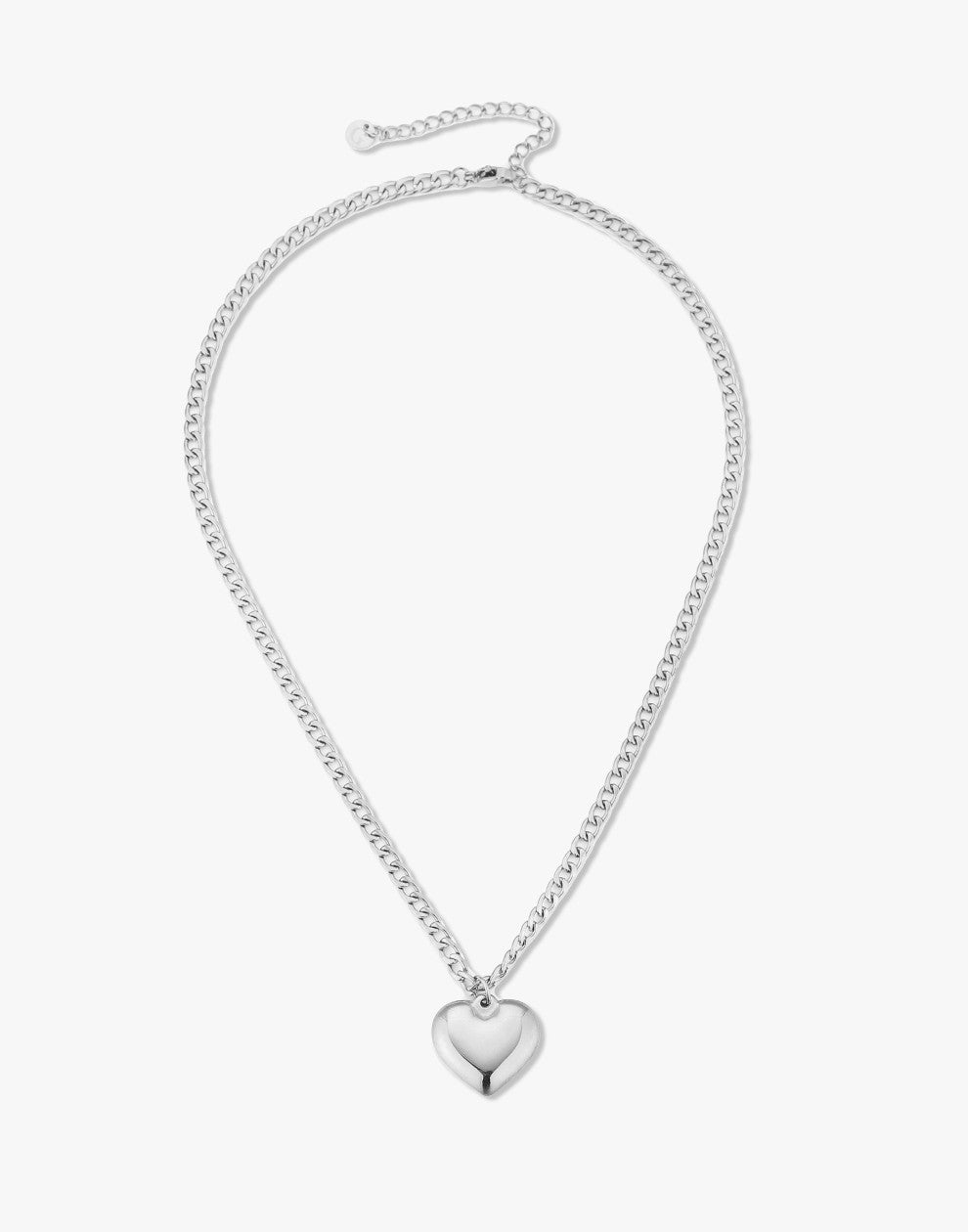 schakelketting groot hart zilverkleurig
