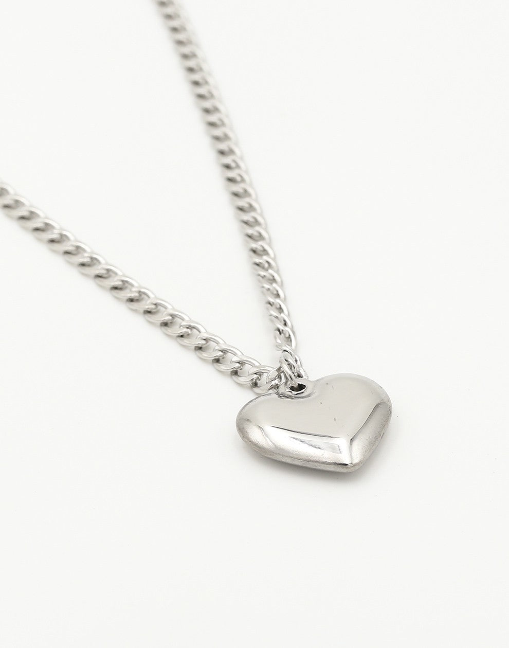 schakelketting groot hart zilverkleurig