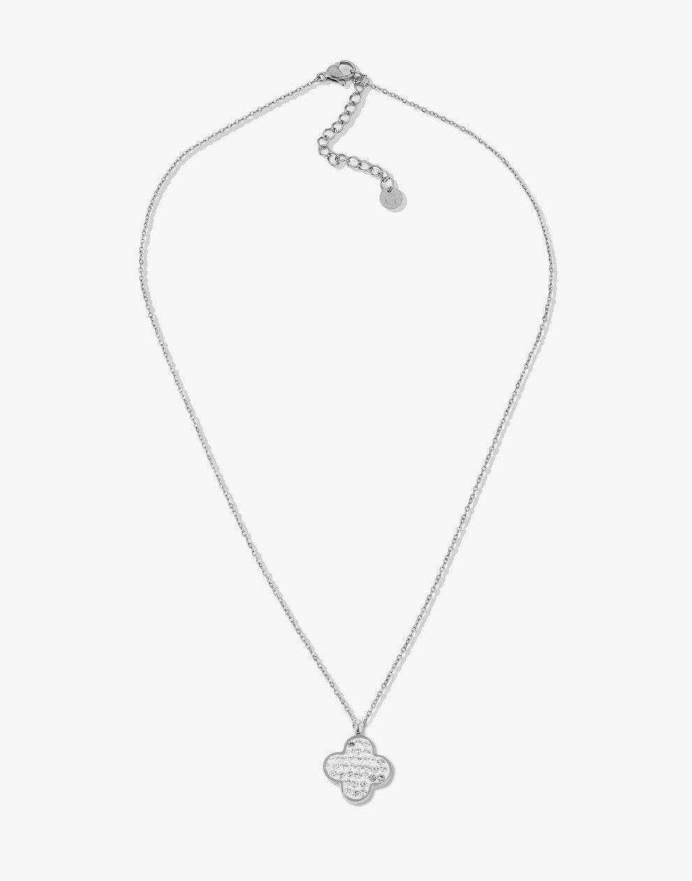 ketting klaver steentjes zilverkleurig