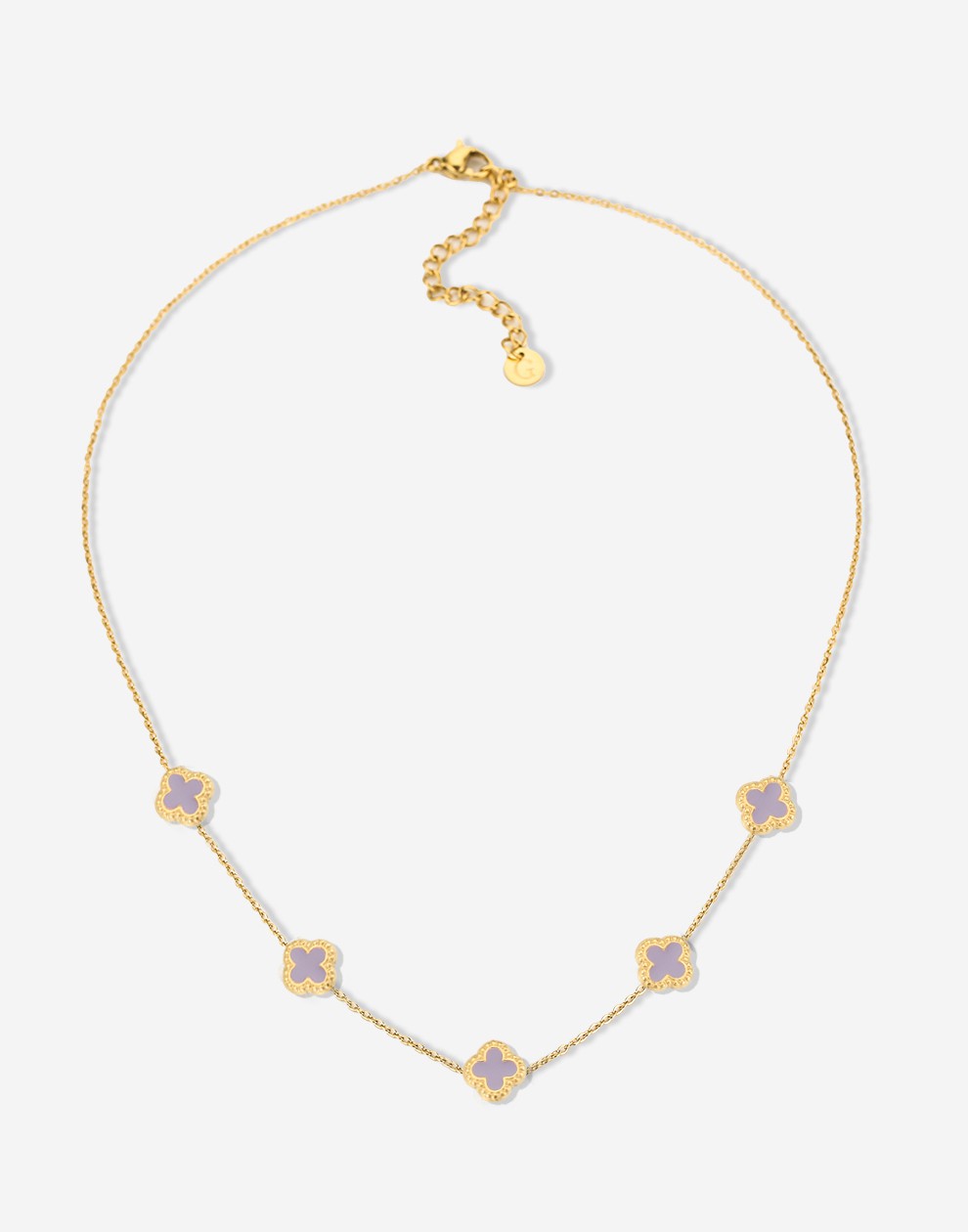 Ketting klavers lila goudkleurig