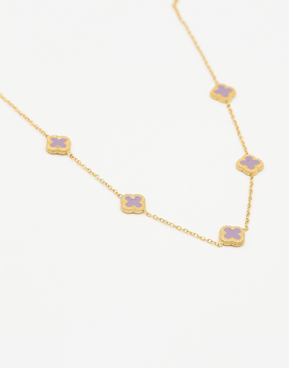 Ketting klavers lila goudkleurig