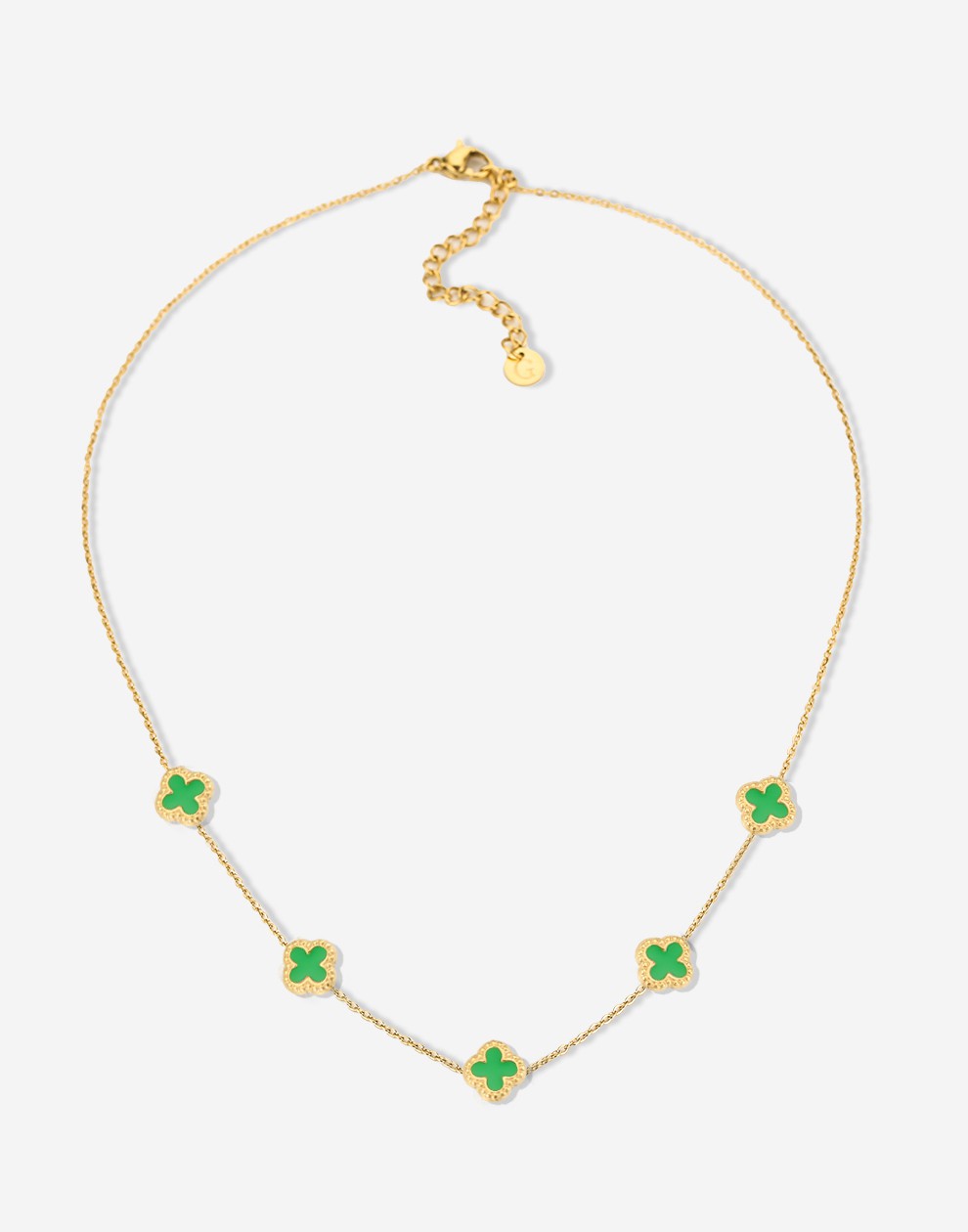 Ketting klavers lime goudkleurig