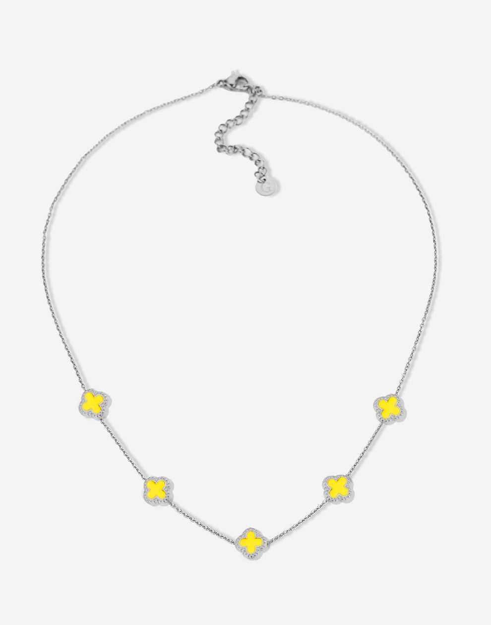 Ketting klavers geel zilverkleurig