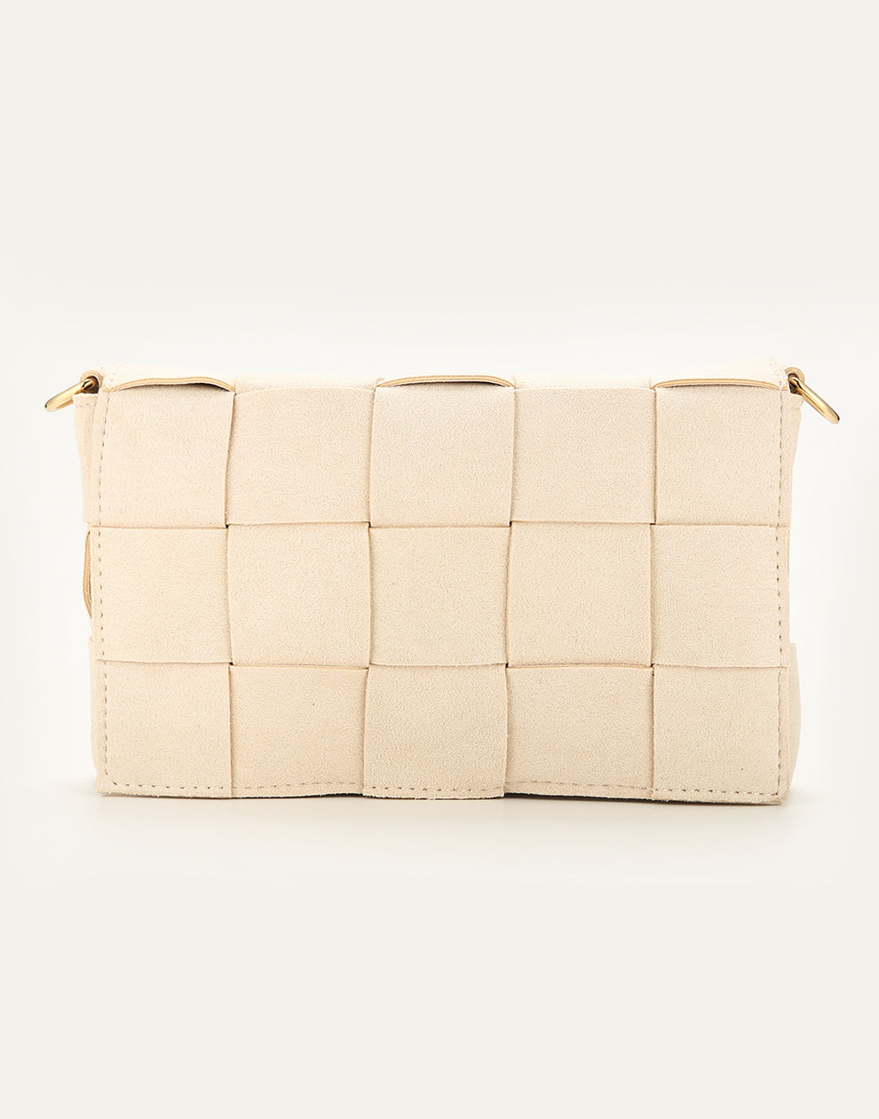 Schoudertas gevlochten beige