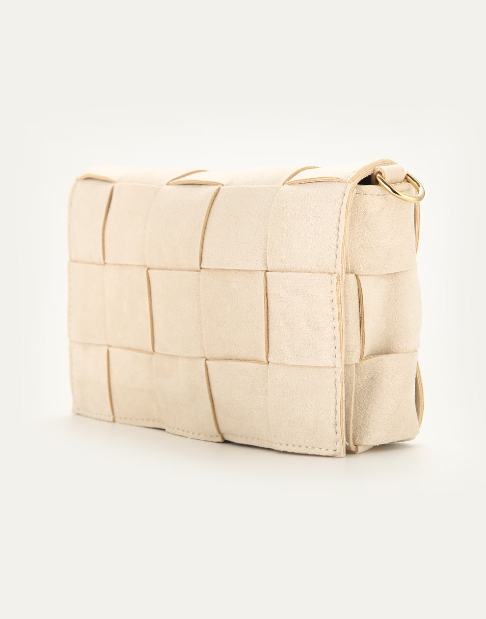 Schoudertas gevlochten beige