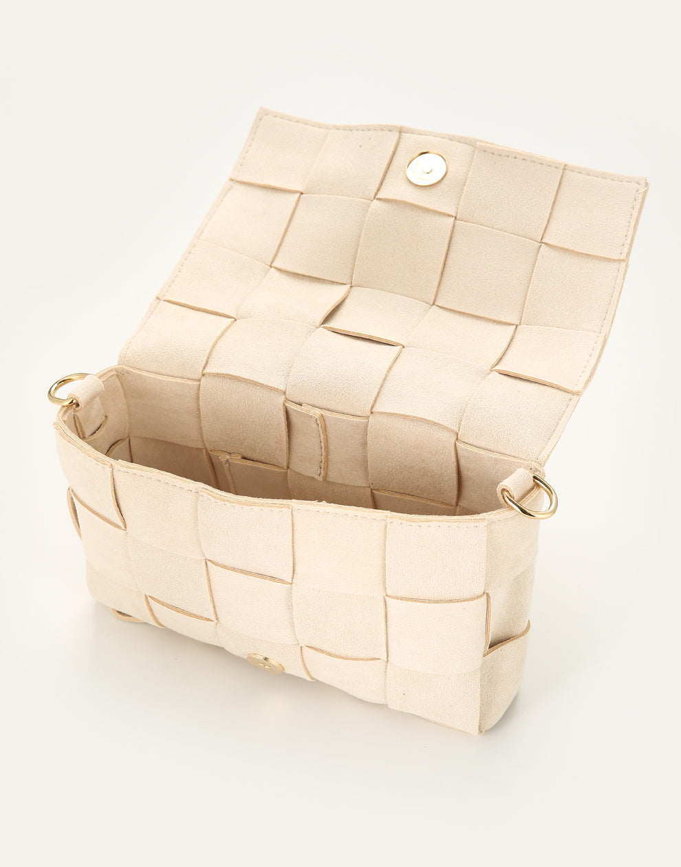 Schoudertas gevlochten beige