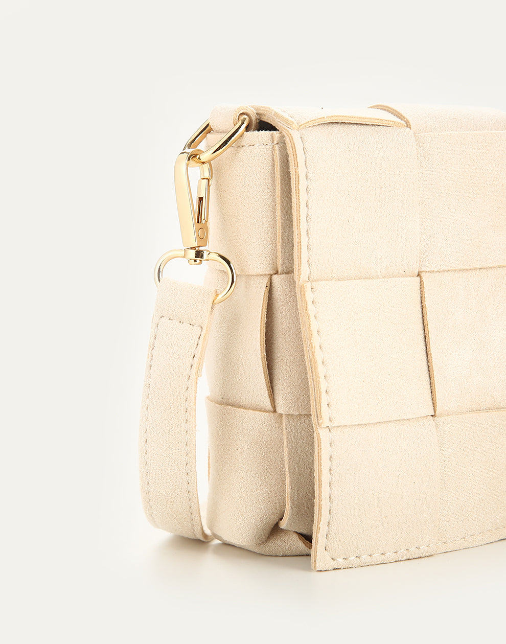 Schoudertas gevlochten beige