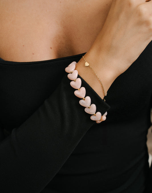 Hartjes kralenarmband roze