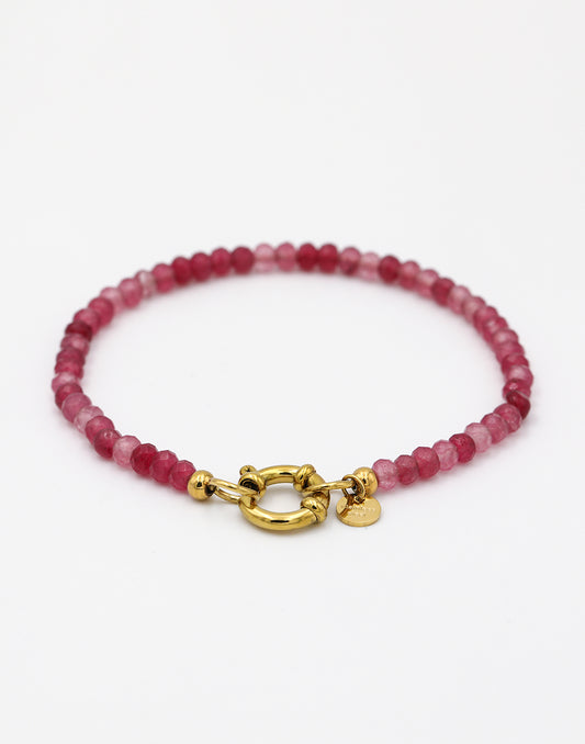 Kralenarmband met slotje donkerpaars