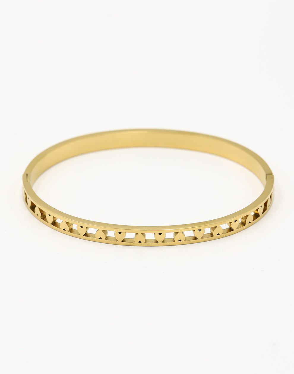 Armband bangle hartjes goudkleurig