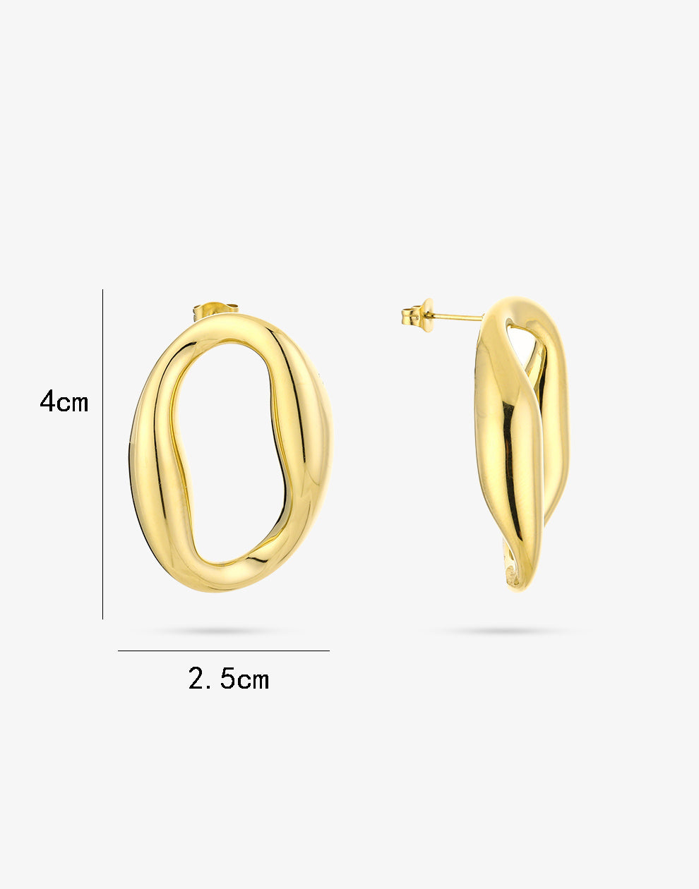 Statement earstud open schakel goudkleurig