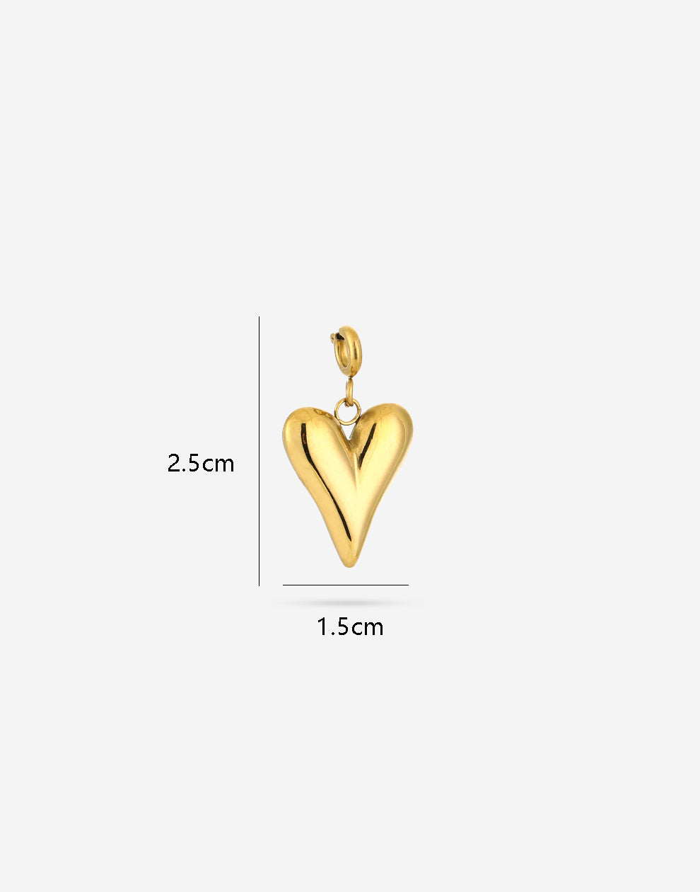 Loose heart charm large gold-colored