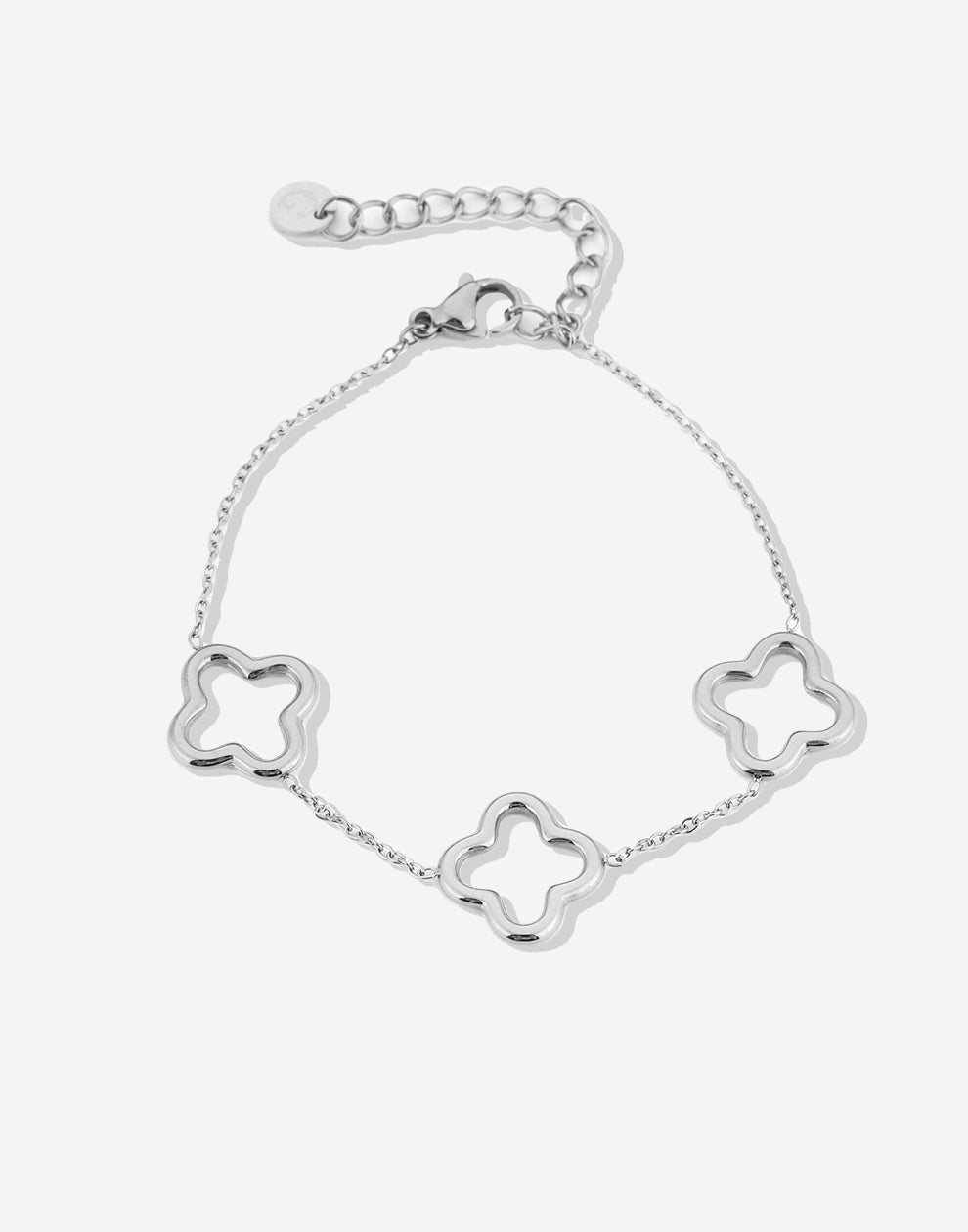 Armband drie chunky klavers zilverkleurig