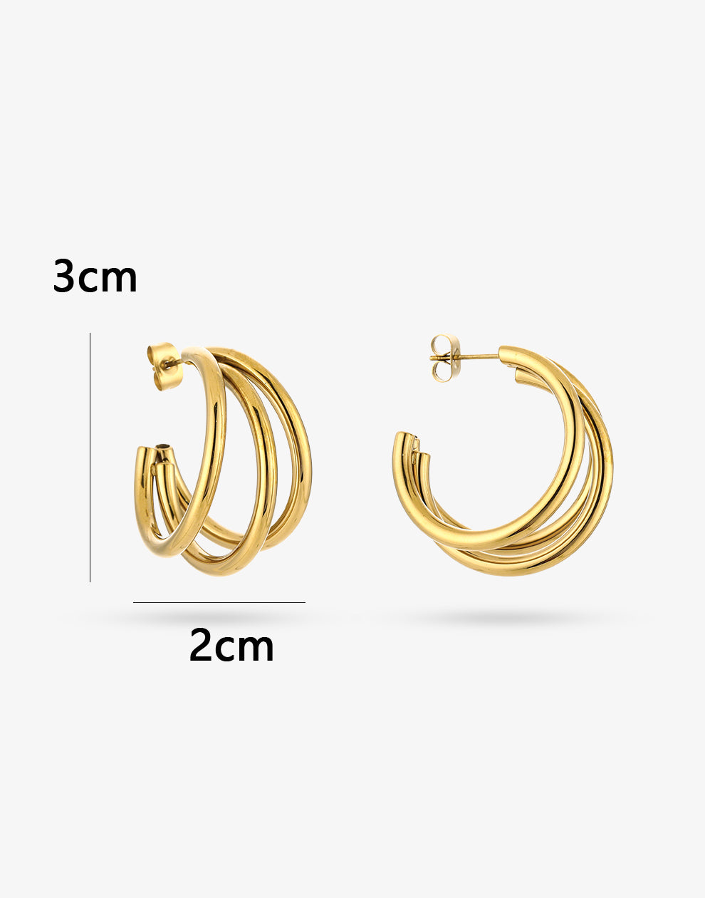 Triple hoop thin 30mm goudkleurig