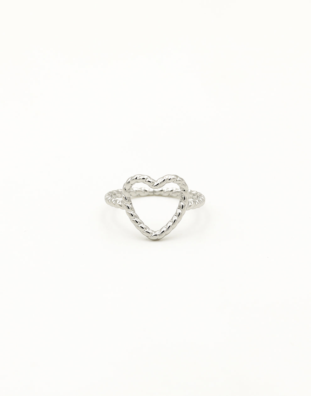 Ring hartje gedraaid zilverkleurig